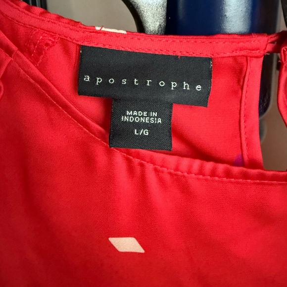 Apostrophe Women's Red Ruffle Sleeve Blouse, Size Large - Picture 3 of 8